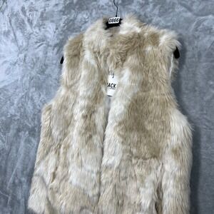 New Jack by BB Dakota Faux Fur What Vest Small Festival Boho Retro Rock NWT